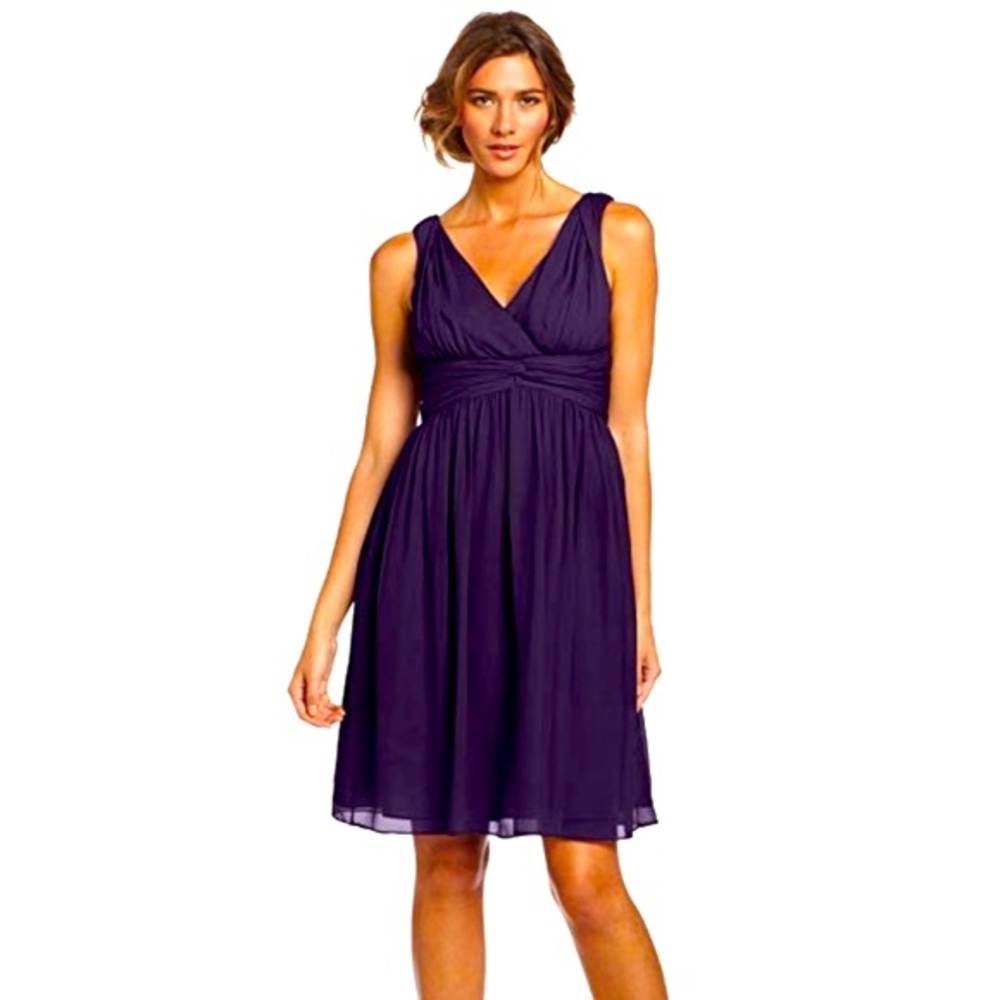 Adrianna Papell Elegant Eggplant Purple Women's Chiffon Dress Size 8